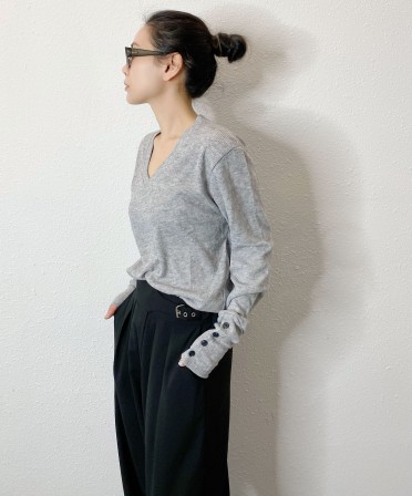 Grey Extra Long Sleeve Ribbed Top #250323